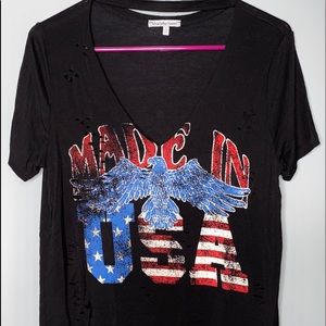 Ripped USA open V t-shirt